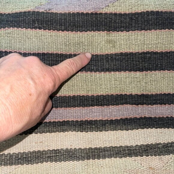 Kilim Floor Rug Tapestry 62 x 34 Multicolor Vegetable Dye Bohemian Geometric - Picture 4 of 7